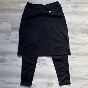 Fleece lined Black Athletic Skirt with Built-In Leggings